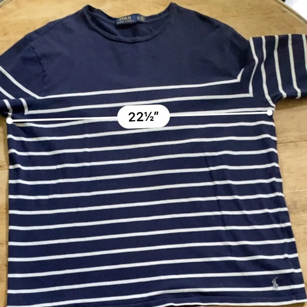 Polo Ralph Lauren Men’s XL French Navy/Nevis Pinstripe Long Sleeve Breton‎ Shirt